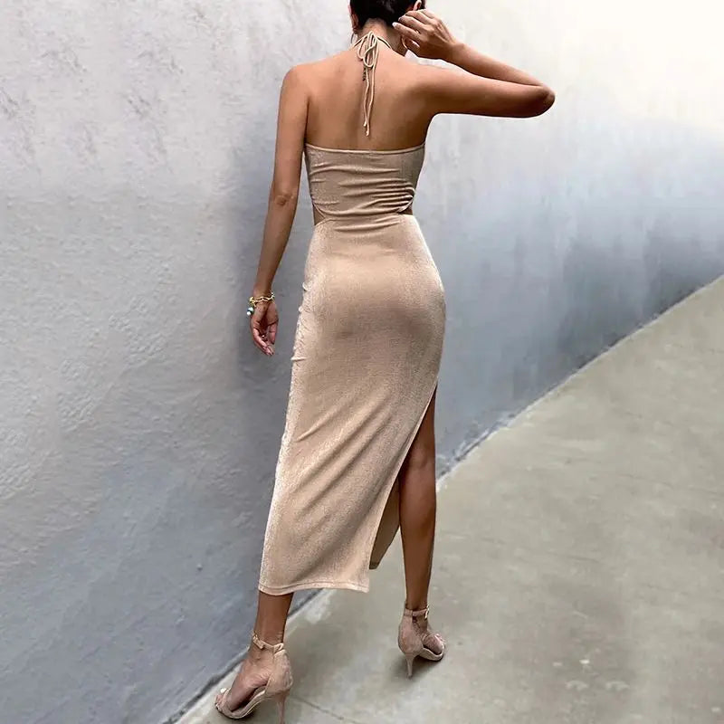 Backless Corset Midi Dress