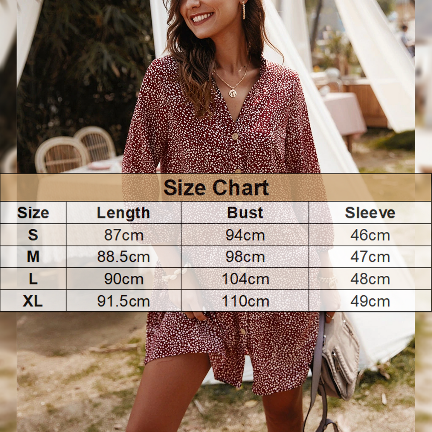 Women Casual Single Breasted Dot Print Mini Dress