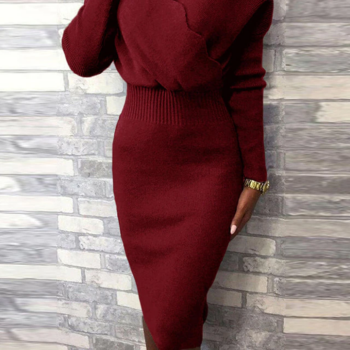 Elegant Office Lady Bodycon Knitted Dress