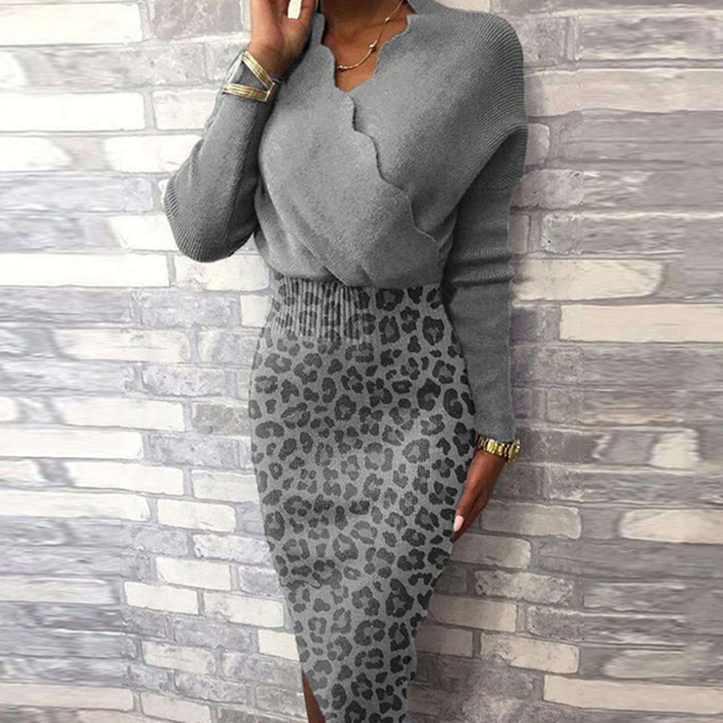 Elegant Office Lady Bodycon Knitted Dress