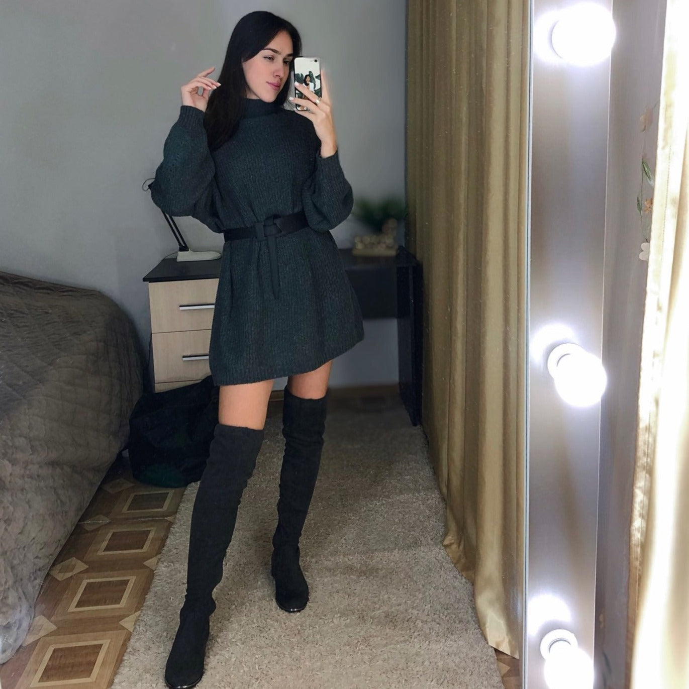 Turtleneck Knitted Oversized Dress