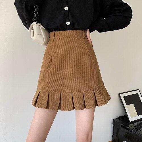 Corduroy Retro Pleated Skirt