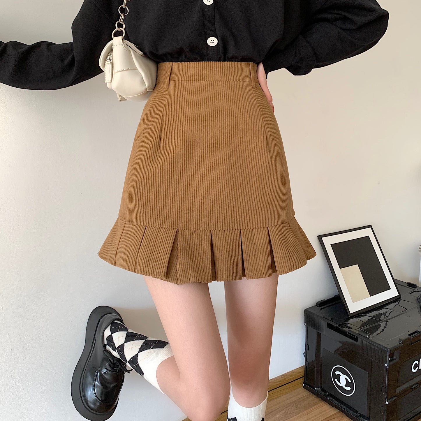 Corduroy Retro Pleated Skirt