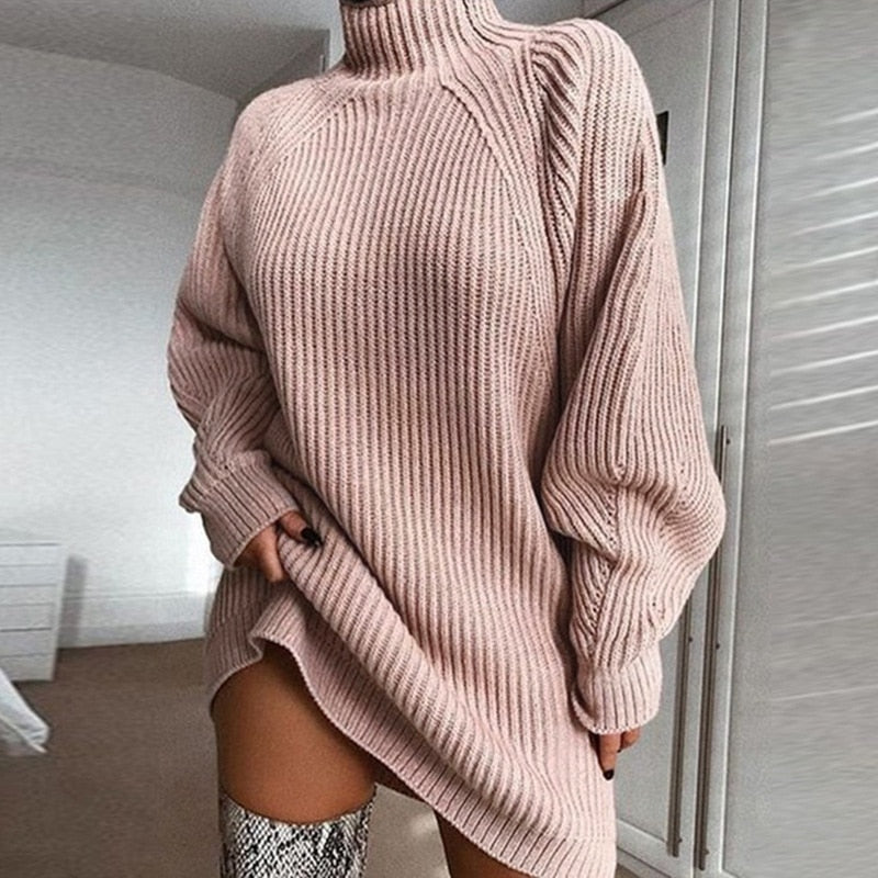 Turtleneck Knitted Oversized Dress