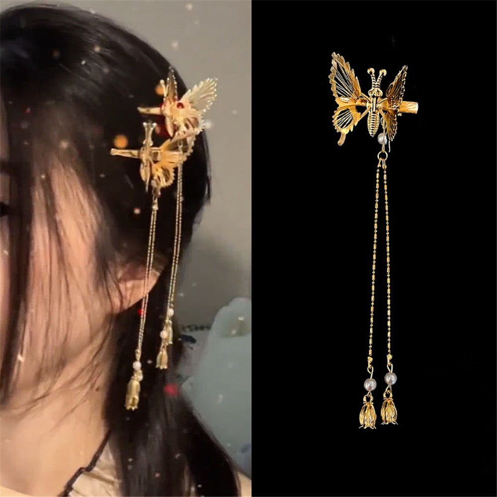 Elegant Tassel Butterfly Hairpin