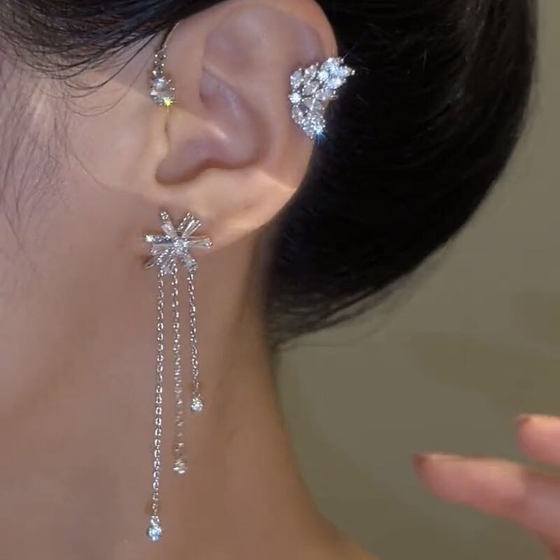 Spinning Long Tassel Ear Cuff