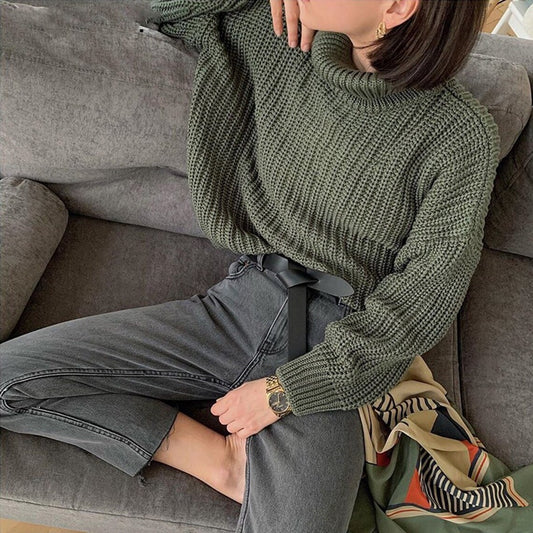 Oversized Cashmere Turtleneck Style Women's Sweater