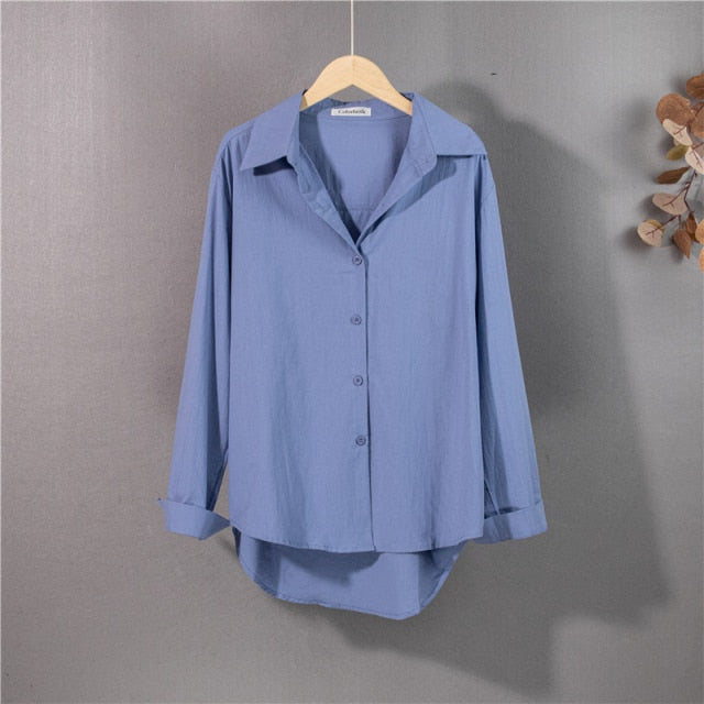 Vintage Solid Loose Casual Autumn Fashion Shirt